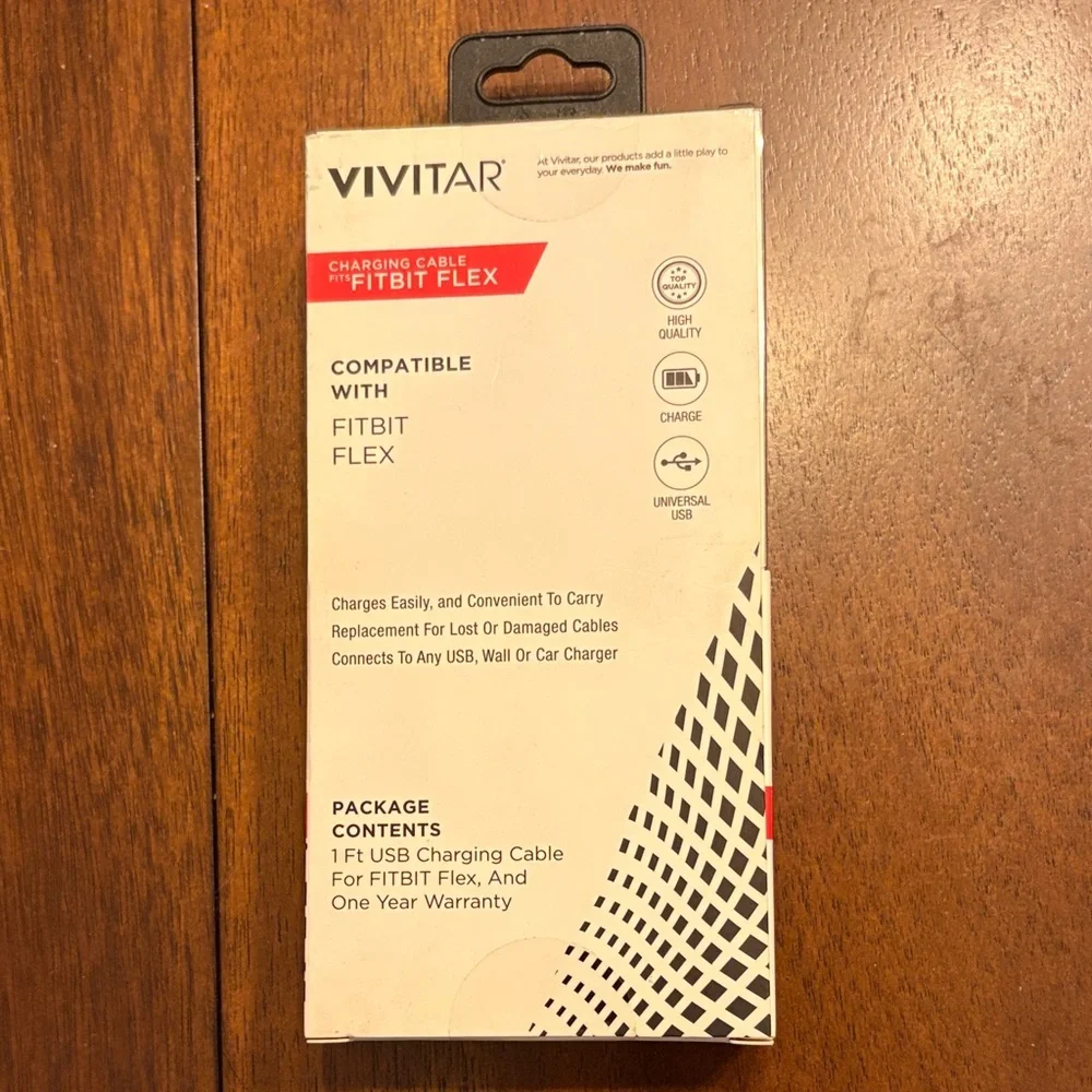 Vivitar Charge Away USB Charging Cable for Fitbit Flex - Black